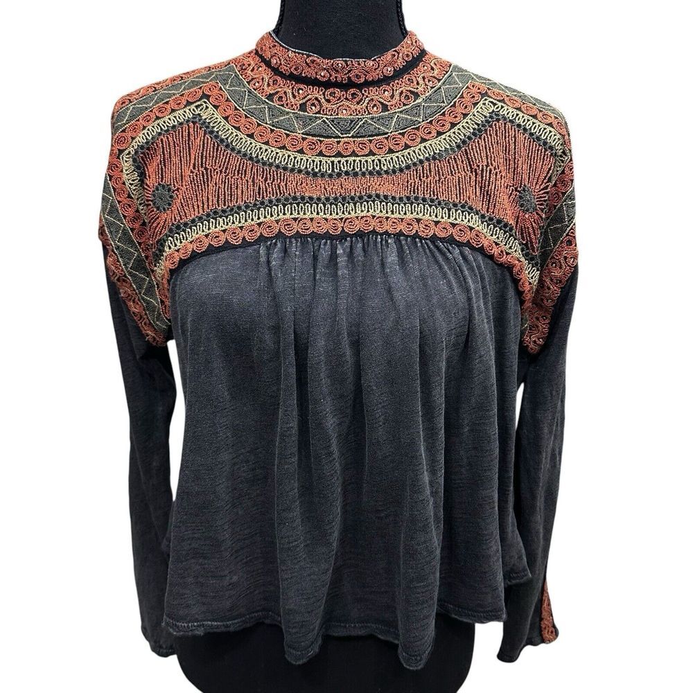 Free People‎ Snow Bunny Embroidered Swing Top Women's Size Small